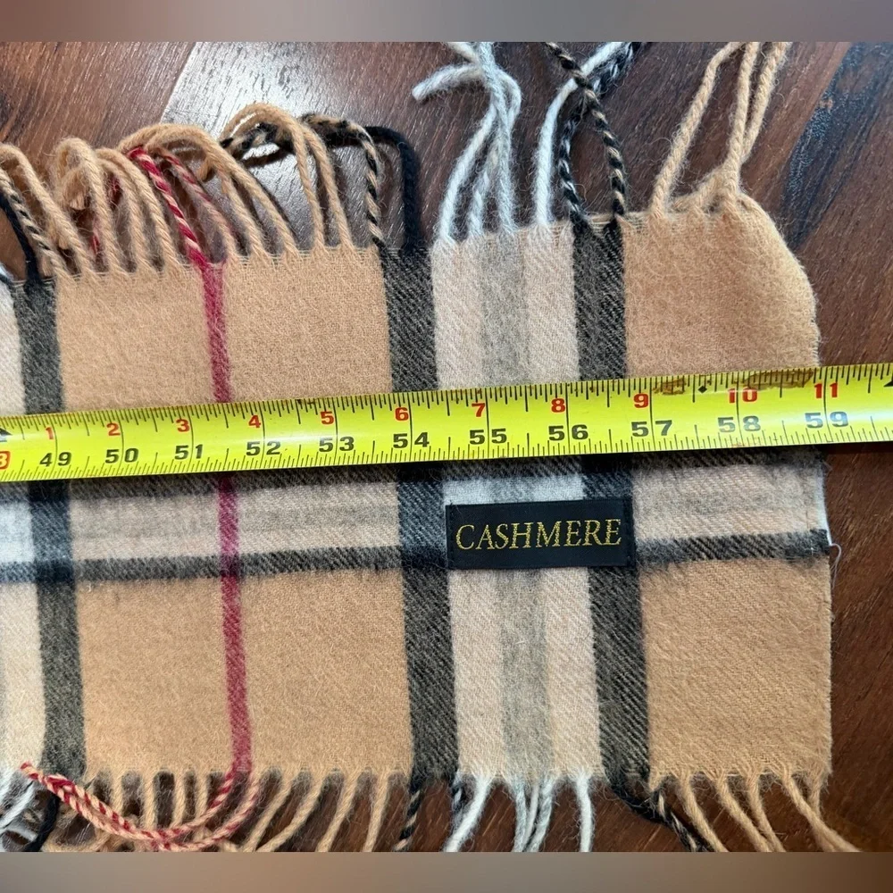Wool Cashmere Fringe Plaid scarf